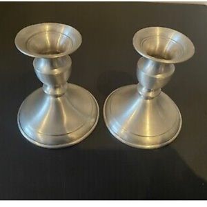 Vintage Pair Leonard Genuine Pewter Weighted Candlestick Holders